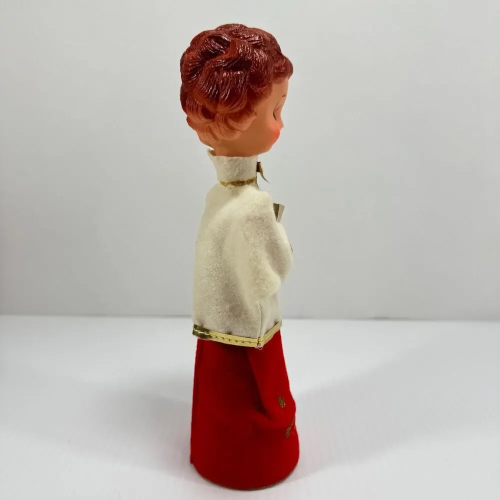 Vintage Christmas Caroler Figure Felt Holiday Decor MCM Japan Figurine
